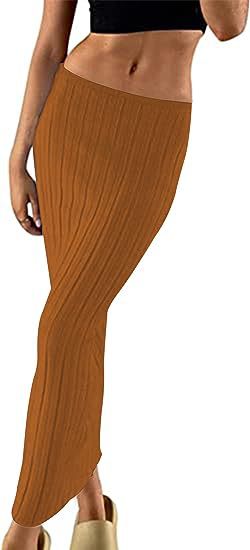 Skirts | Womens  Mocha Wide Rib Textured Knit Maxi Skirt Clothing Mocha