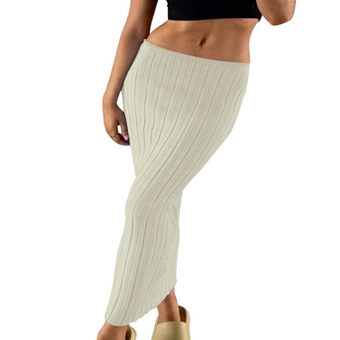 Skirts | Womens  Oatmeal Wide Rib Textured Knit Maxi Skirt Clothing Oatmeal