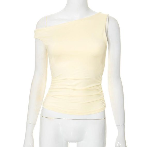 Tops | Womens  White Slinky Backless Asymmetric Long Top Clothing Tops