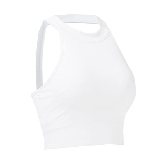 Tops | Womens  White Slinky Racer Crop Top Clothing Tops