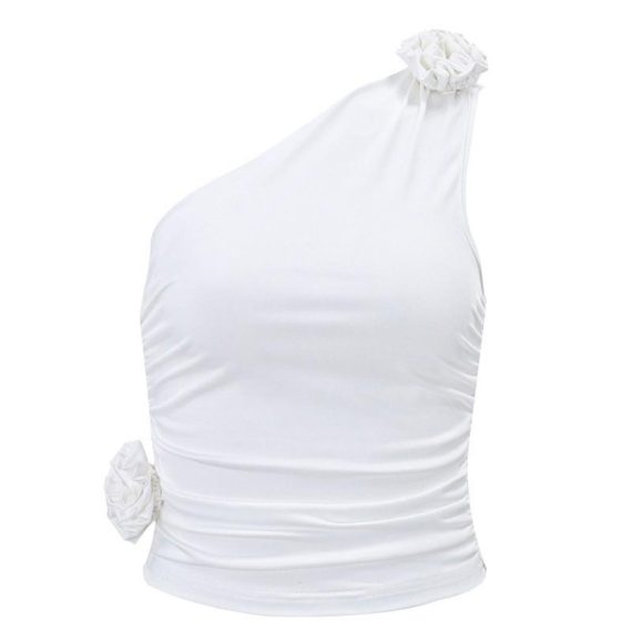 Tops | Womens  White Stretch Slinky Ruched Side Long Top Clothing Tops