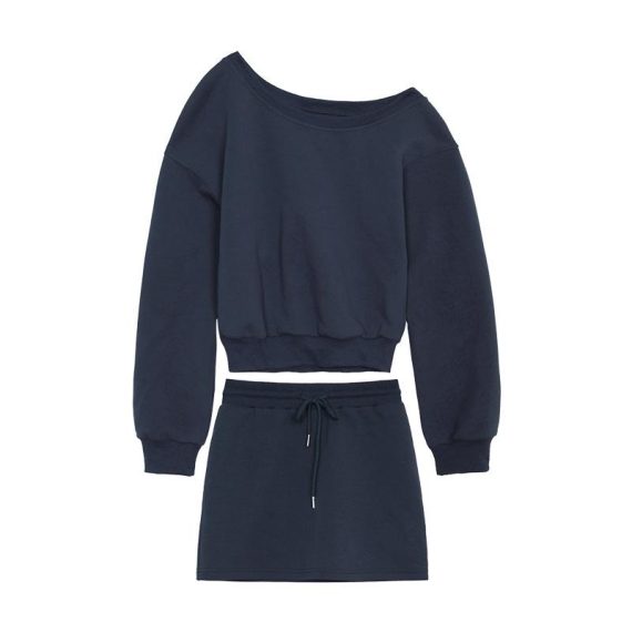 Tracksuits | Womens  Petite Navy Crop Elasticated Sweat Top Clothing Loungewear