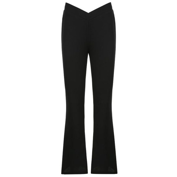 Trousers | Womens  Black Textured Skinny Flare Trousers Clothing Black