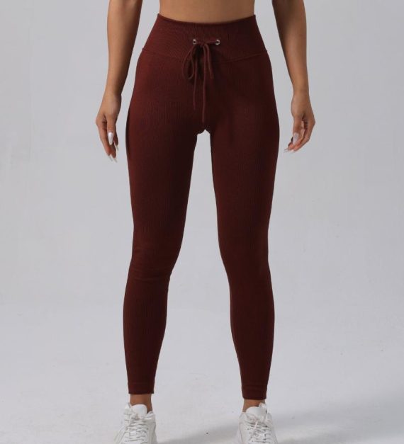 Trousers | Womens  Chocolate Faded Contour Rib Tie Waist Skinny Flared Trousers Clothing Chocolate