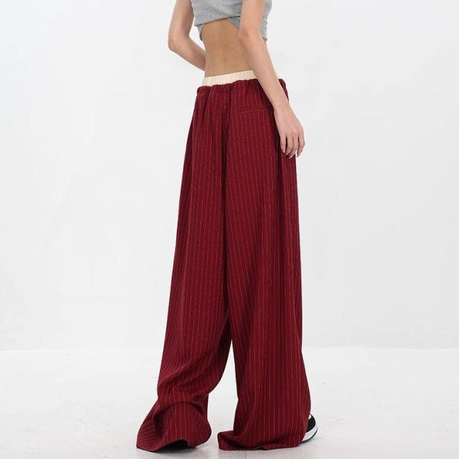 Trousers | Womens  Chocolate Pinstripe Double Waistband Detail Tailored Trousers Clothing Chocolate