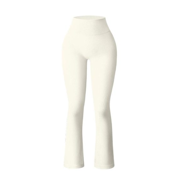 Trousers | Womens  Cream Faded Contour Rib Flared Folded Waist Trousers Clothing Cream