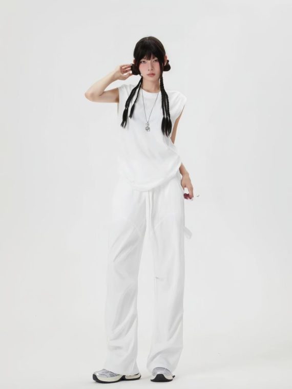 Trousers | Womens  Petite White Peach Skin Cargo Trousers Clothing Trousers