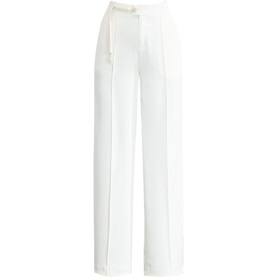 Trousers | Womens  White Wide Leg High Waist Trousers Clothing Trousers