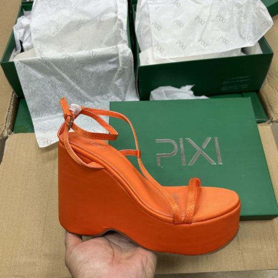 Wedges | Womens  Orange Pu Round Toe Wedge Platform Sandals Platforms Orange