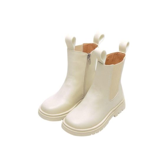 Wide Fit Shoes | Womens  Cream Wide Fit Basic Pu Round Toe Chelsea Boots Shoes Cream