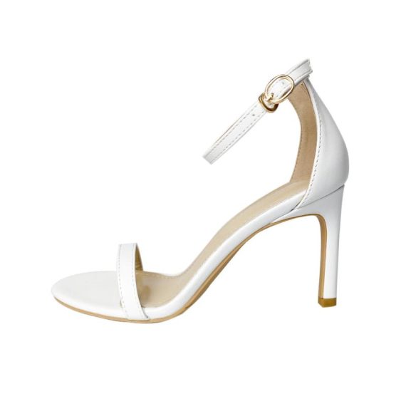 Wide Fit Shoes | Womens  White Pu Wide Fit Square Toed Barely There High Heeled Sandals Shoes White