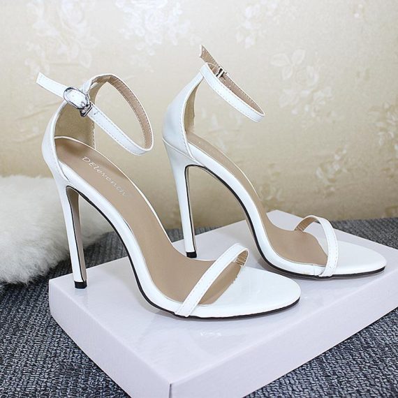 Wide Fit Shoes | Womens  White Wide Fit Clover Single Strap Heeled Sandal Shoes White