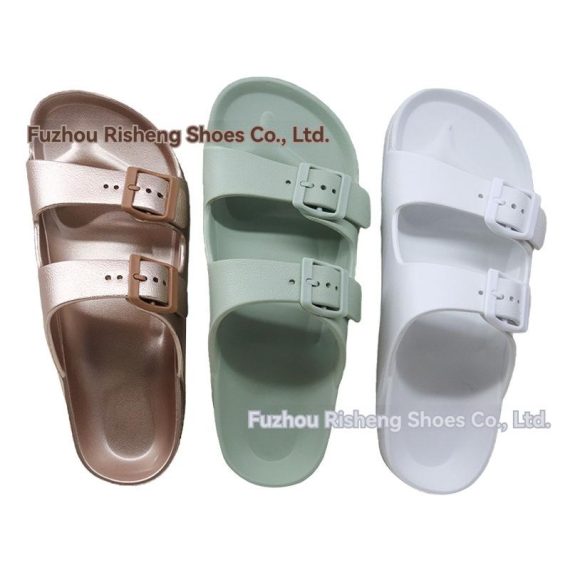 Wide Fit Shoes | Womens  White Wide Fit Rubber Buckle Footbed Sliders Flats Flats