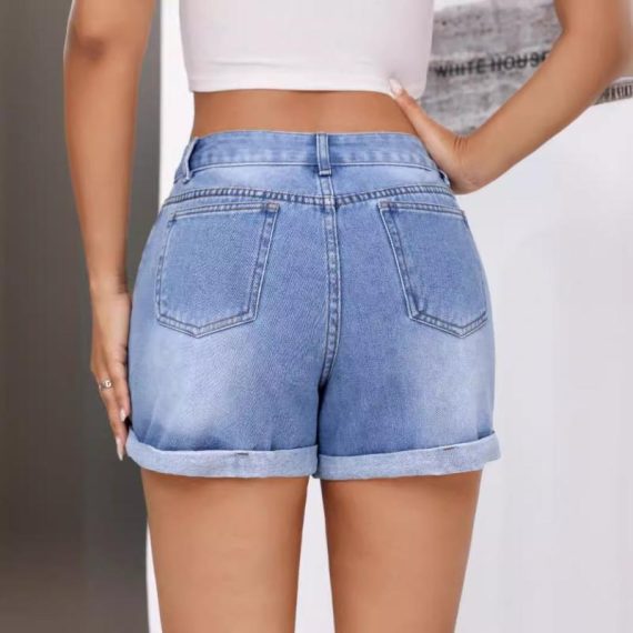 Shorts | Womens  Prettylittlething Light Blue Wash Turn Up Mom Denim Shorts Clothing Light Blue Wash