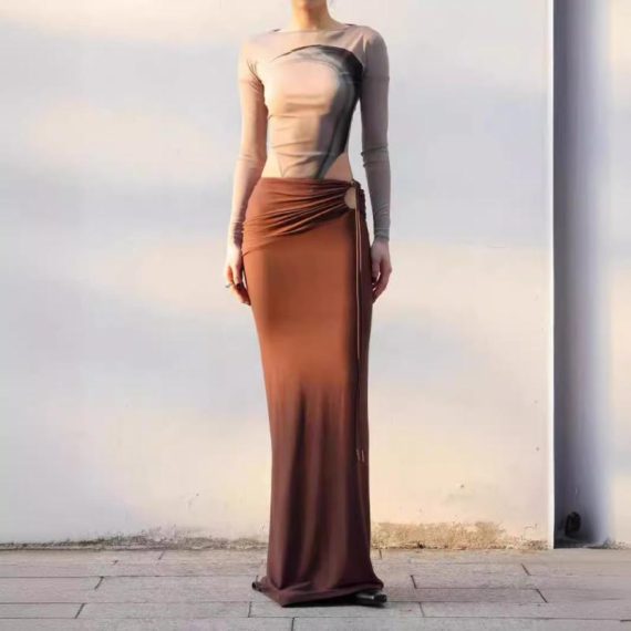 Skirts | Womens  Chocolate Sheer Floral Applique Wrap Maxi Skirt Clothing Chocolate