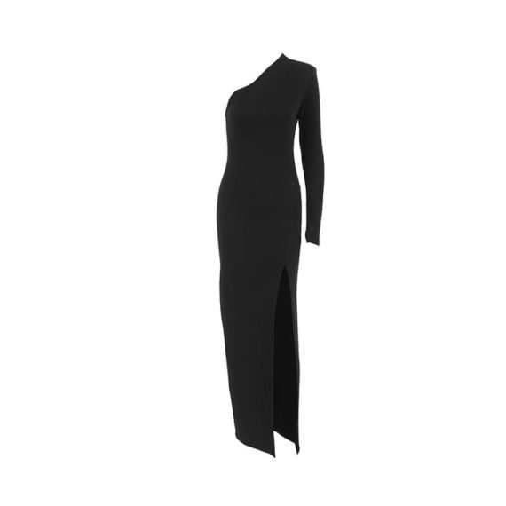 Knitwear | Womens  Tall Black Knitted Ribbed Side Split Maxi Dress Clothing Black