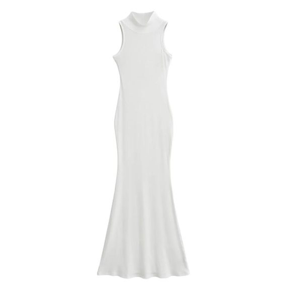 Knitwear | Womens  White Funnel Neck Super Soft Knit Maxi Dress Clothing Knitwear